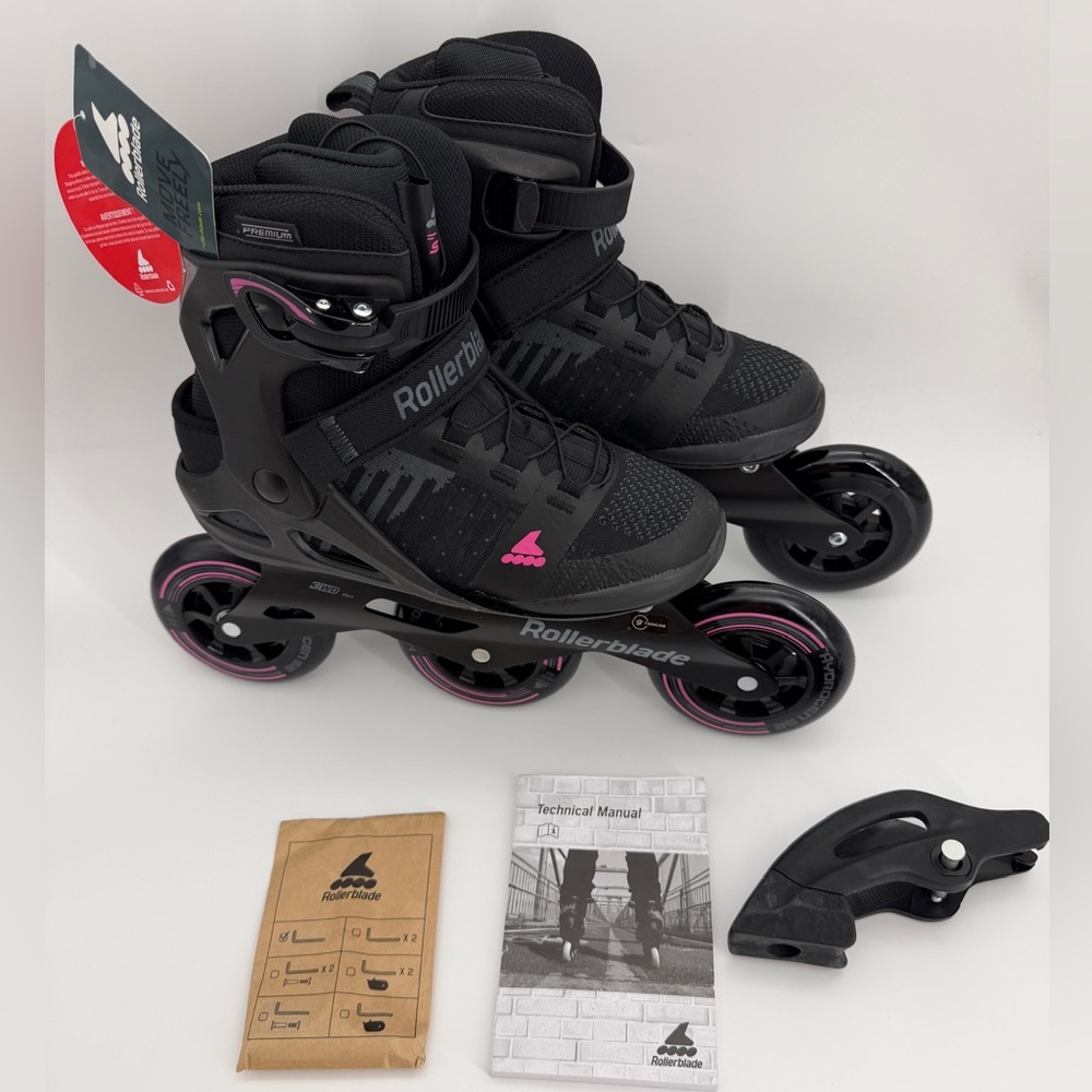 Rollerblade Macroblade 110 3WD Women's‎ Inline Skates Size 8.5 Black Pink NWT